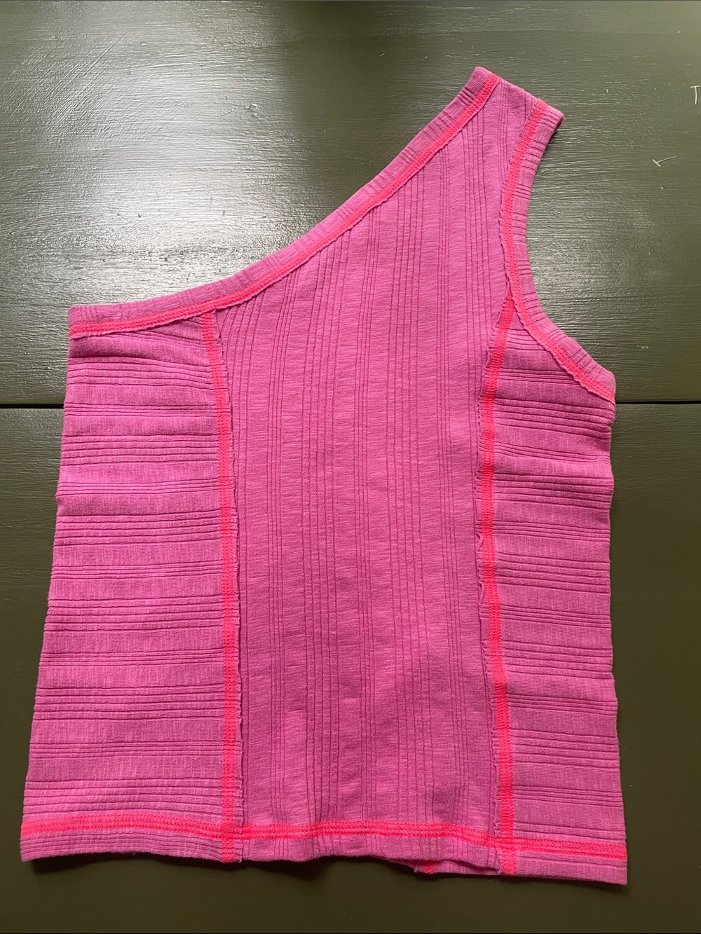 Anthropologie PILCRO Hot Pink One-Shoulder Ribbed Tank